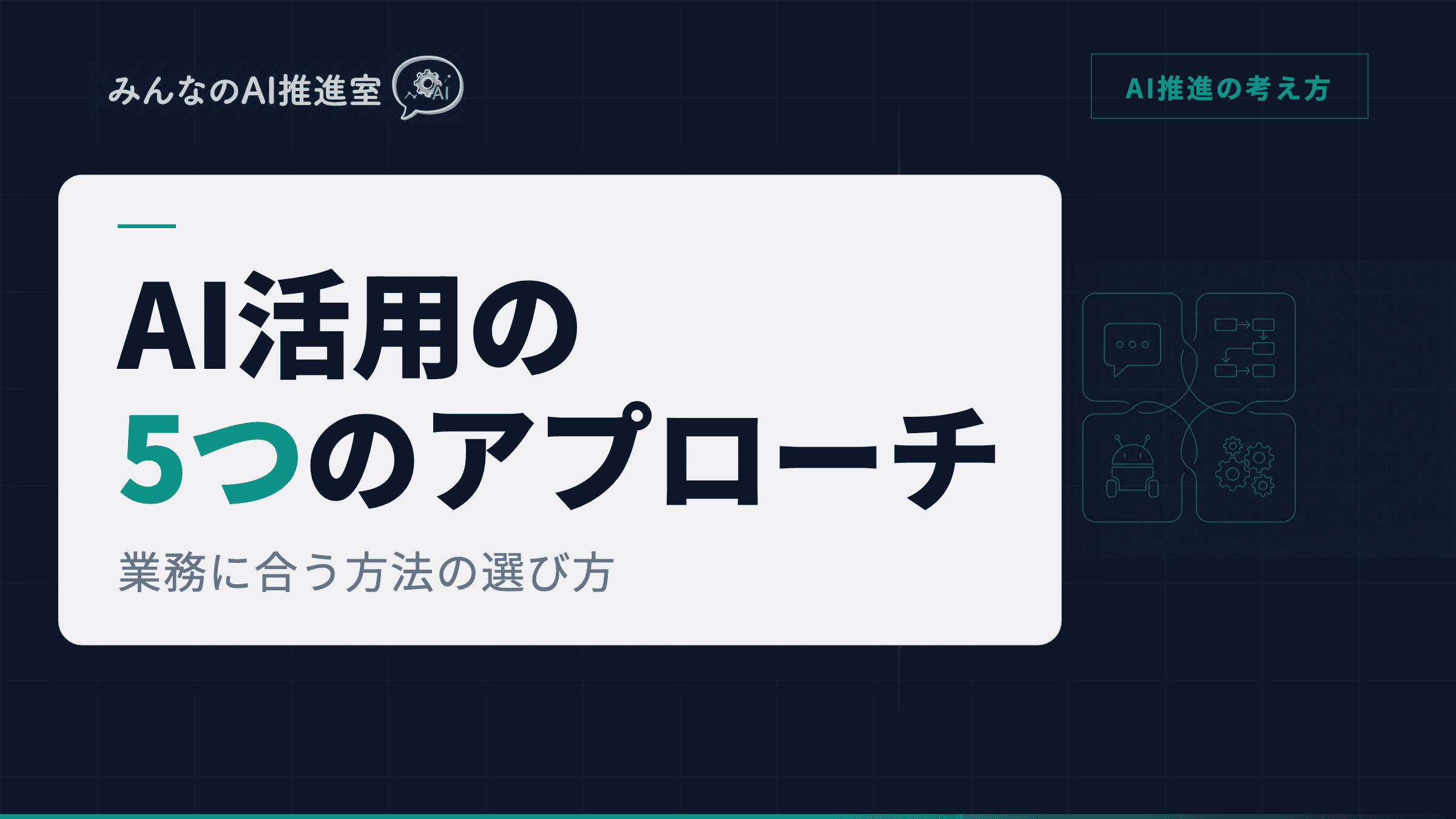 AI活用の5つのアプローチ ― ChatGPTからAIエージェントまで、業務に合う方法の選び方